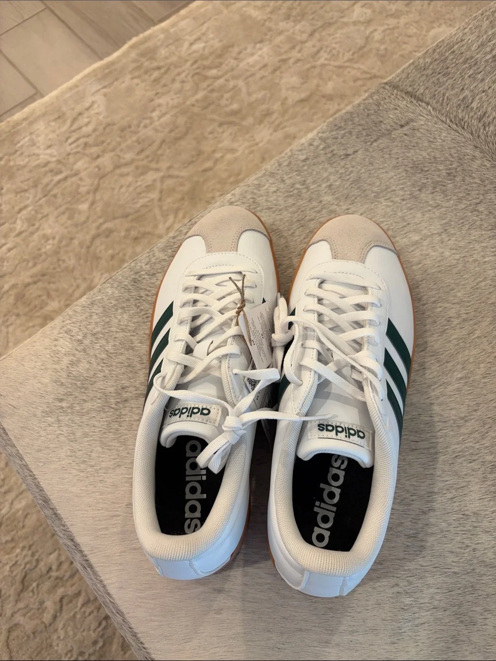 Adidas VL Court Base Sneakers | White/Green Gum Sole | Men’s US 9.5 | NEW No Box